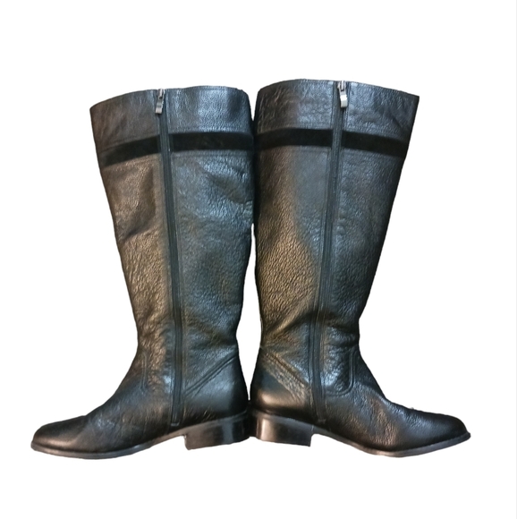 Franco Fortini Black Leather Wide Calf Riding Boots Wide Knee High Boots… - Picture 2 of 12
